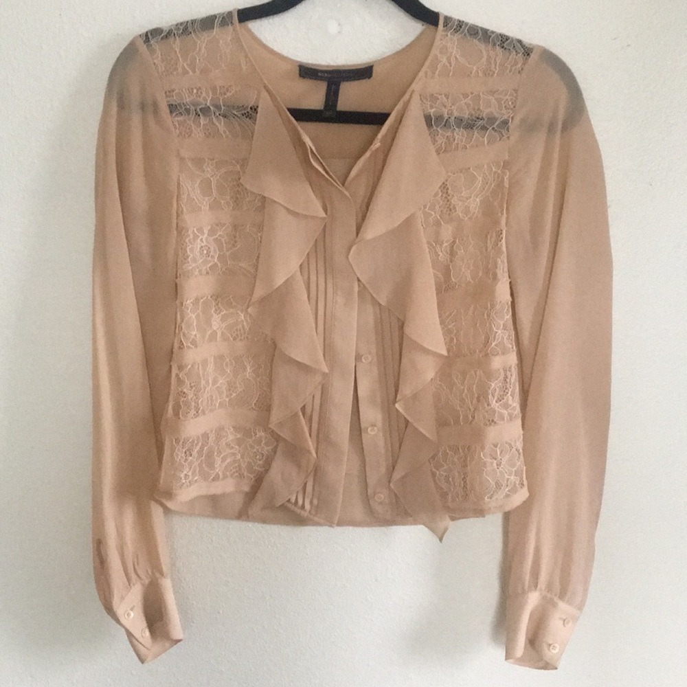 BCBG MAX AZRIA lace ruffle blouse